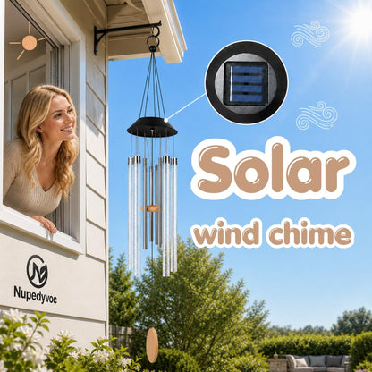 38” Bubble Column Aluminum Tube Solar Light LED Wind Chime for Outside, Weather Resistant Outdoor Garden Patio Soft Tone Decor, Ideal Gift for Birthday, Mother's Day, Meditation, Relaxation