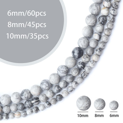 Siomia 45pcs 8mm Natural Map Jasper Gemstone Beads Energy Healing Crystal Round Loose Stone Beads for Jewelry Making, DIY Bracelets Necklaces