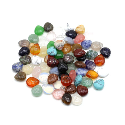 LE SKY 50 Pcs Natural Stone Beads Waterdrop Shape Healing Chakra Polished Assorted Crystal Quartz Agate Stone Charms for Jewelry Making Necklace Bracelet
