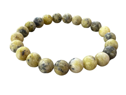 GAF TREASURES Yellow Turquoise Crystal Bead Bracelet 8mm, Genuine Yellow Turquoise Stretch Gemstone Bracelet, Healing Crystal Bracelet, Gift for Men & Women (1)