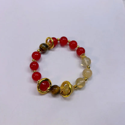 Pink Crystal Bracelets, 8mm Gemstone Bracelet Love Stone, Rose Stone Healing Crystal ，Soothe Anxiety, Meditate, Relax, Enhance Emotional and Romantic Atmosphere (Incantation scarlet, One Size)