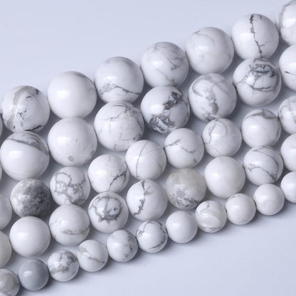 10mm Natural White Howlite Beads Round Gemstone Loose Beads for Jewelry Making (36-38pcs/strand)