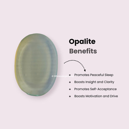 GEMSCITE Opalite Thumb Worry Stones Metaphysical Gemstone Crystal Healing Reiki Men Women Gift FENG Shui Positive Energy Love Wellness Palm Stones Wicca Powerful