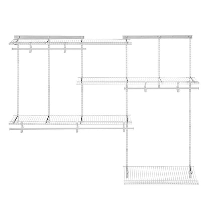 ClosetMaid ShelfTrack Wire Closet Organizer System, Adjustable from 5 to 8 Ft., with Shelves, Clothes Rods, Shoe Shelf, Hardware, Durable Steel, White