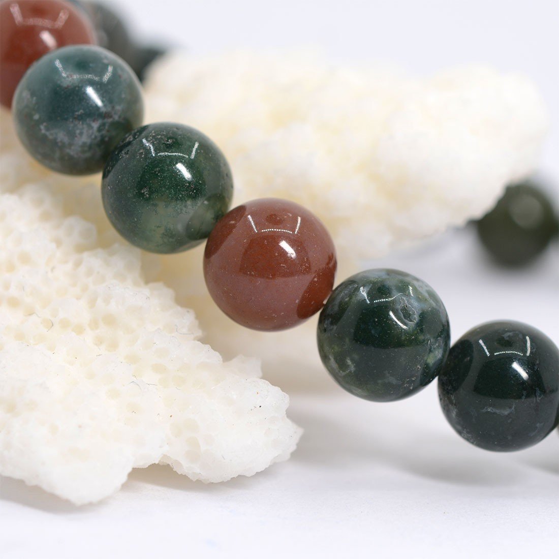 Justinstones Natural Multicolor Indian Agate Gemstone 8mm Round Beads Stretch Bracelet 7 Inch Unisex