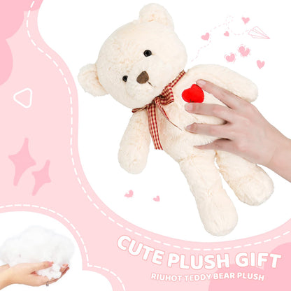 Riuhot Small Teddy Bear with Heart Cute Brown Teddy Bear Stuffed Animal Soft Stuffed Bear Plush Bear Plushie Toys Gifts for Girlfriend Boyfriend Kid