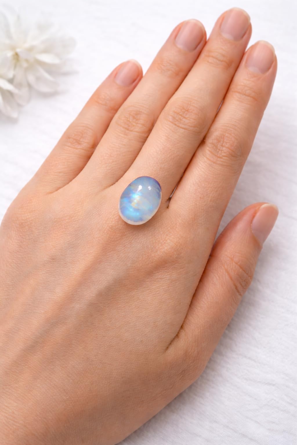 Myhealingworld Oval Shape Blue Fire Rainbow Moonstone AAA Quality Natural Calibrated 12x16mm Cabochon Loose Gemstone 2 pcs box.