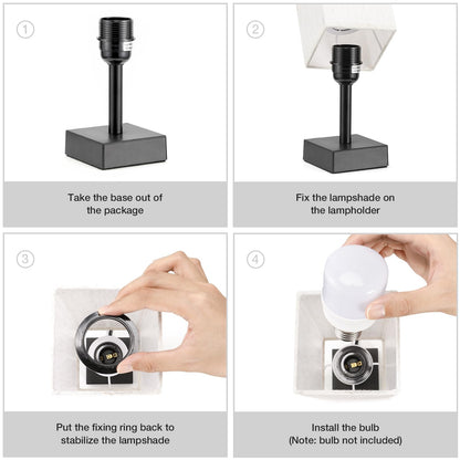 aooshine Small Table Lamp for Bedroom - Bedside Lamps for Nightstand, Minimalist Night Stand Light Lamp with Square Fabric Shade, Desk Reading Lamp for Kids Room Living Room Office Dorm