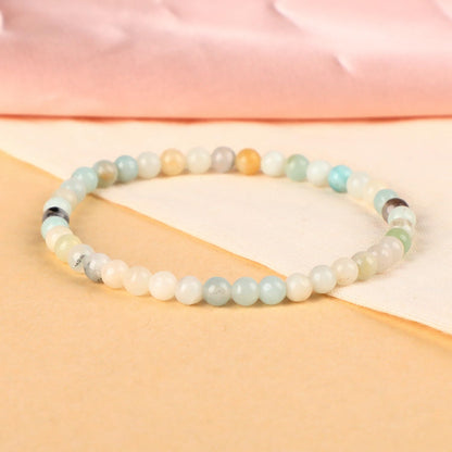 LPBeads Handmade Natural Gemstone Stretch Elastic 4mm Mulitcolor Amazonite Bracelet Healing Crystal Round Stone Beads Jewelry Gifts for Women Men
