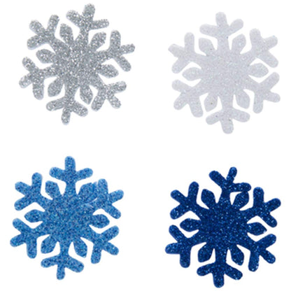 70 Pieces Blue, Silver and White Glitter Snowflake Foam Stickers Adhesive Christmas Hanukkah Crafts