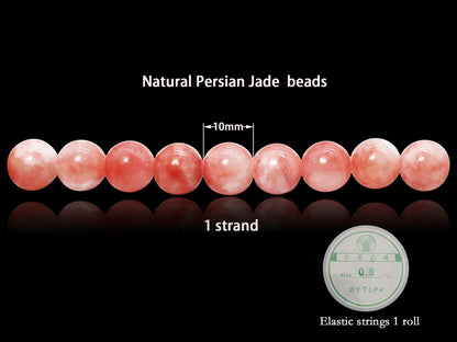 ZHFMLY 10mm Natural Persian Jade Beads, Red Colorful Dyed Healing Crystal Round Loose Stone Beads for Jewelry Making, DIY Bracelets Necklaces, Chakra Energy Craft Supplies One Strand
