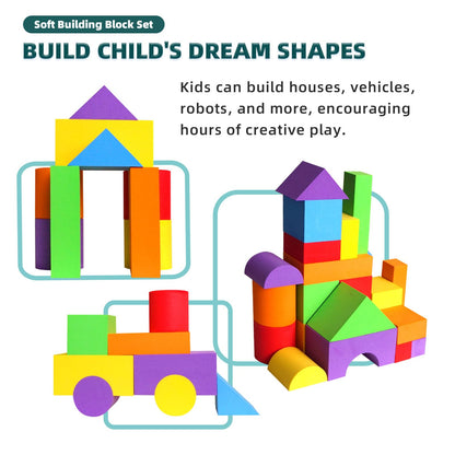 Pleykele Suitable Size Foam Building Blocks for Toddlers 18M+, Big Soft Stacking Blocks Toys, Baby Bath Toys, Sensory & Early Development Toys for Kids 1.5 Years Up (Starter Kit)