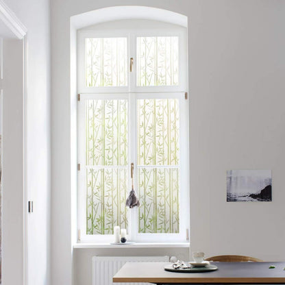 Finnez Frosted Bamboo Window Privacy Film, Static Cling No-Glue Decorative Film for Glass Doors and Windows, Removable and Reusable, Easy to Install, 17.5 x 78.7 inches