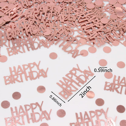 Blopee Rose Gold Birthday Confetti - 270 PCS Glitter Happy Birthday Decorations for Table