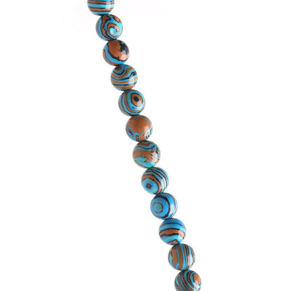Filluck Natural Stone Beads Blue Malachite 8mm Polished Round Smooth Gemstone Beads for Jewelry Making 15 Inch(Blue Malachite,8mm)