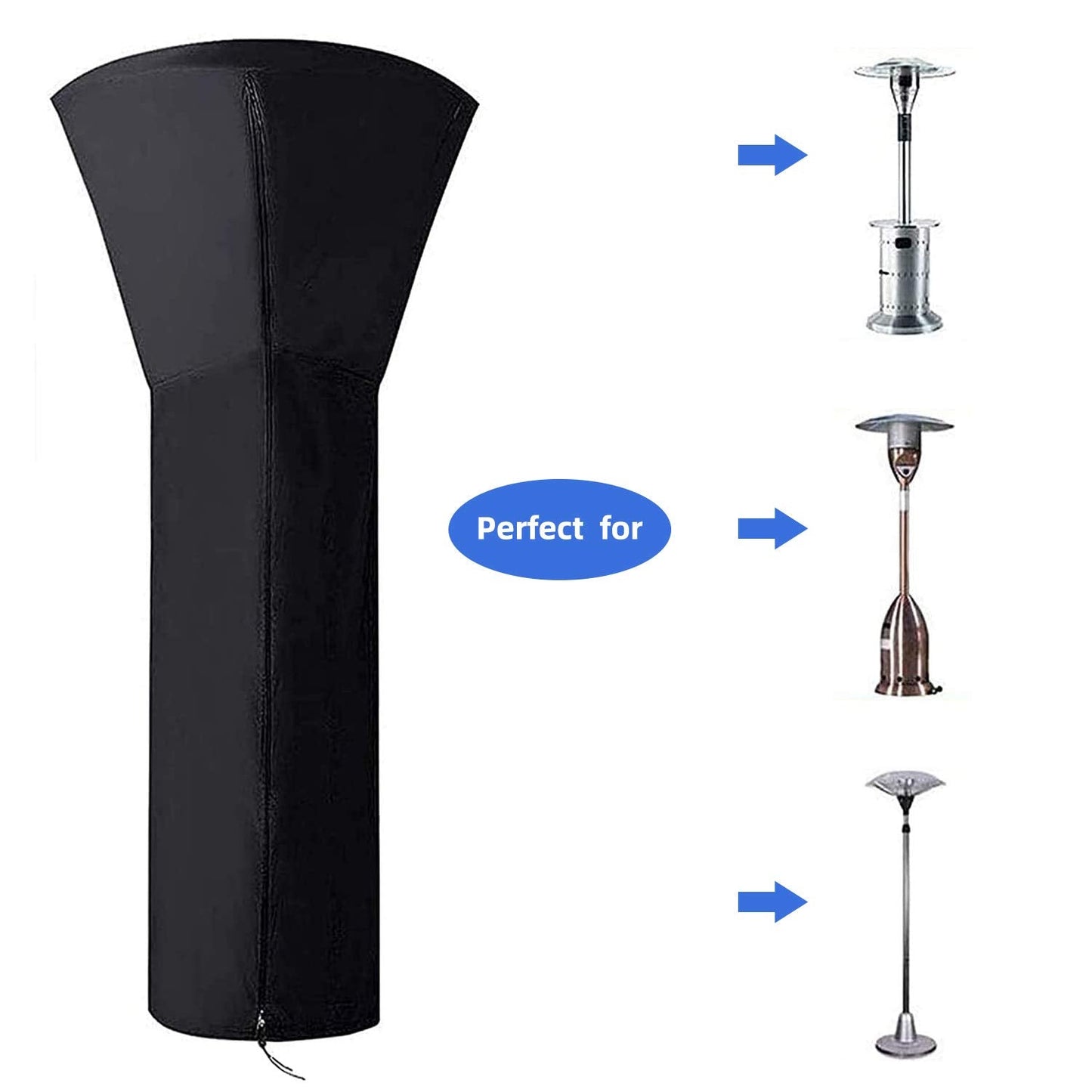 ANSTROUT 420D Patio Heater Cover, Waterproof with Zipper, Outdoor Propane Heater Cover for Any Season, Large Size: 89'H x 33'Dx19'B (Black)