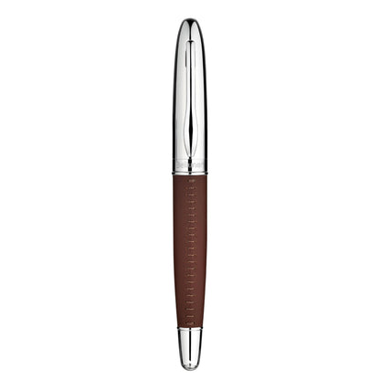 BEILUNER 318 Luxury Leather Pen, Hand-Stitched Premium Leather, Chrome-Plated Finish, Schmidt Ink Refill, Fancy Rollerball Pen Gift Set for Men & Women, Executive Writing, Nice Designer pen