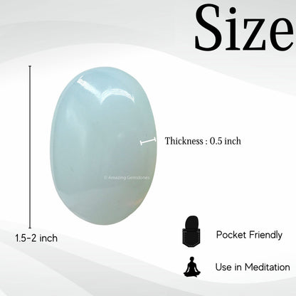 Amazing Gemstone Opalite Crystals and Healing Stones - Large Palm Stone Crystals Piedra - Crystal for Good Luck, Balanced Positive Energy, Meditation - Unique Stocking Stuffers Gifts for Women, Men