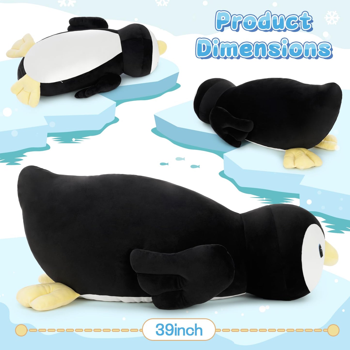 MorisMos 39.4 Inch Penguin Stuffed Animal Plush Toy, Long Penguin Plush Body Pillow, Cuddly Stuffed Penguin Plushie for Sleeping & Home Decor, Christmas Valentine's Birthday Gift for Adults & Kids