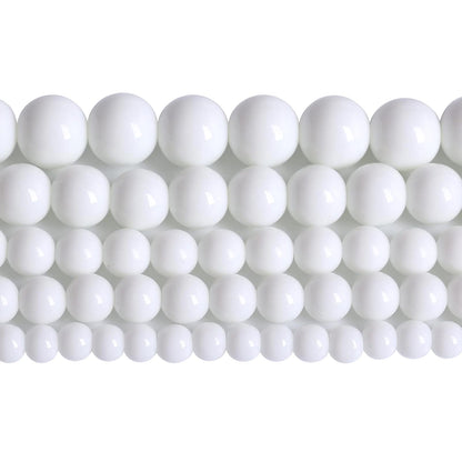 90PCS 8mm Natural White Porcelain Agates Stone Round Beads for Jewelry Making Spacer Loose Spacers Beads DIY Bracelets 32" 2 Strand