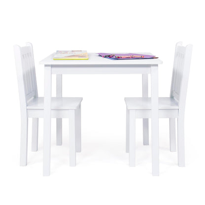 Humble Crew Kids Table and Chair Set, Toddler Activity Table with 2 Chairs for Play, Crafts, Snacks & Learning, Wooden Kids Furniture for Playroom & Bedroom, White
