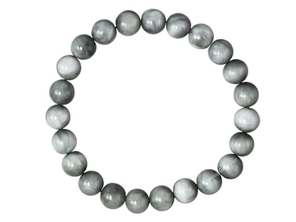 Amazing Gemstone Grey Cats Eye Bracelet for Women Men's Gifts - Protection Healing Crystal Bracelet - 8mm Gemstone Beaded Stretchable Bracelet Pulseras Para Hombres Mujer Stocking Stuffers Mothers Day Gift