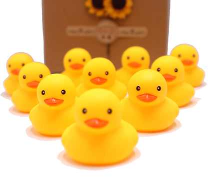 50-Pieces Float & Squeak Mini Duck Stress Relief Toys Stress Balls for Adult, Mini Round Eye Rubber Ducks Squeeze Fun for Birthday Party Office Christmas Stocking Stuffer Gift