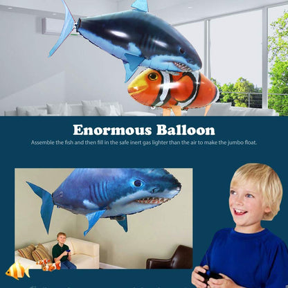 Remote Control Shark Toys Swimming Fish RC Animal Toy Infrared RC Fly Air Balloons Clown Fish Toy Gifts Party Decoration Balloon ANTI-GRAVITY INDOOR TOY HOVERS and FLOATS in MID-AIR(Orange)