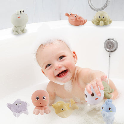 AMCHSURI Mold-Free Ocean Animal Bath Toys 10 Pack | Sensory Water Play Toys for Babies 6-18M & Toddlers 1-3Y | Safe Bathtub Pool Float Toys | Baby Shower, Birthday