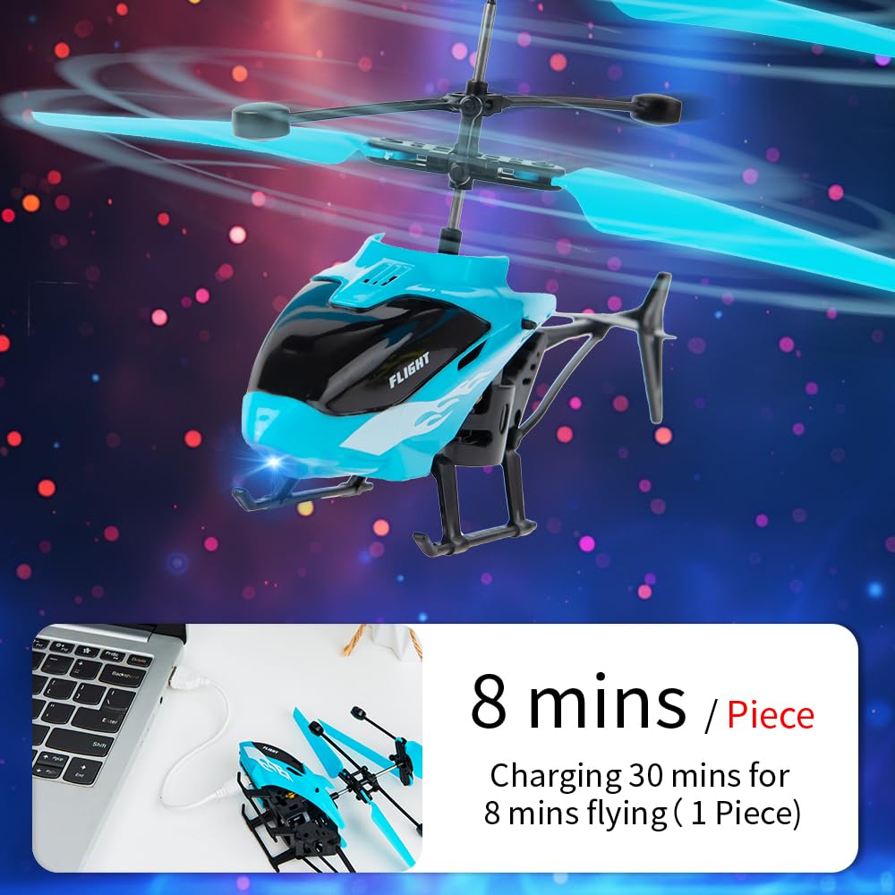 Remote Control Helicopter, Gesture Sensing Indoor Flying Helicopter Toys,RC Airplane for Teenages with 10Mins Flight, RC Helicopters for Kids with Light,Birthday Gifts for Boys and Girls (Blue)
