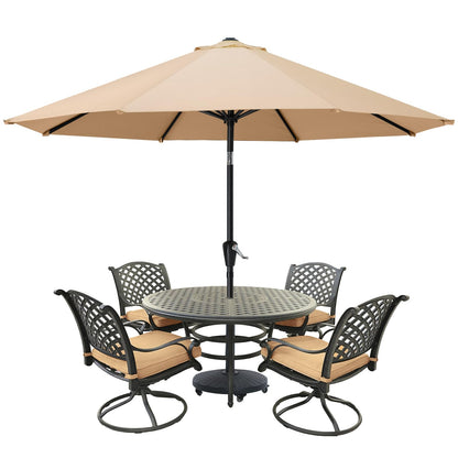 MASTERCANOPY 9FT Patio Umbrella with Push Button Tilt and Crank, Outdoor Market Umbrella with 8 Sturdy Ribs, UV Protection & Waterproof for Garden, Deck, Backyard, Pool (Khaki)