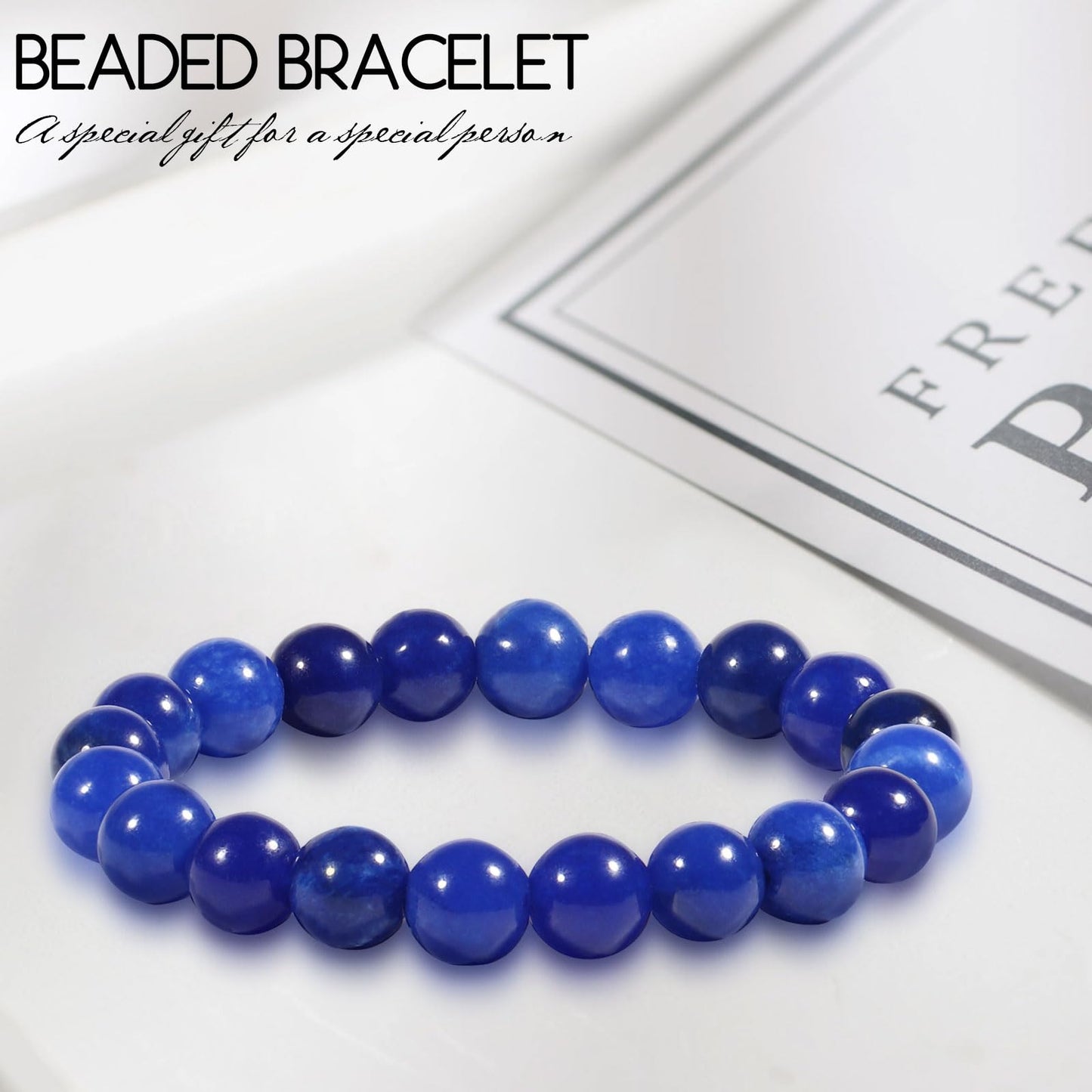 VDKIDKT Chakra Healing Bracelet 10mm Natural Lapis Lazuli Beads Bracelet for Women Men Meditation Emotion Control Stress & Anxiety Relief Bracelet(Lapis Lazuli)