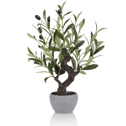 TOARTi Artificial Olive Tree Potted Plant with Stone Pot, 19" Tall Japanese Bonsai Tree Faux Plants Desk Plant, Realistic Greenery Decor for for Home Bedroom Bathroom Office Desk