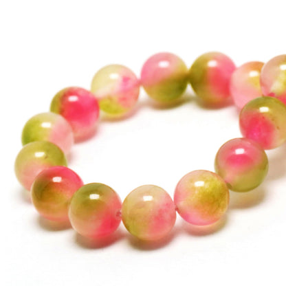 DIQIO Jade Stone Beads for Jewelry Making - 6mm Gemstone Round Loose Beads for Bracelets(58-60pcs, Pink Cloudy Jade)
