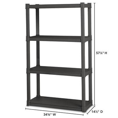 Sterilite 4 Shelf Unit, Heavy-Duty Shelving Storage and Utility Rack - Standing Plastic Organizer Shelves for Kitchen, Bathroom, and Garage