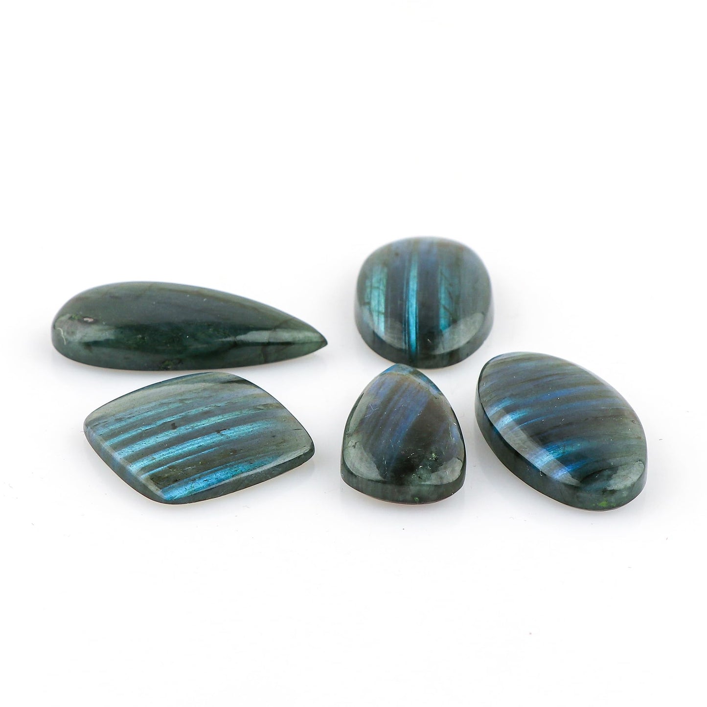 CRYSTALIS 5pcs, Magic-Pattern Labradorite Loose Gemstone, Natural Wholesale Bulk Cabochons Jewelry Making Supply, Chakra-Healing Polished Stone, Wire Wrapping, DIY, Gem Collection [Size : 20-30mm]