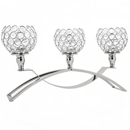 Vidisan Crystal Candle Holders 3 Arms Silver Candelabras,Candle Holder, Crystal Table Centerpieces for Wedding,Buffet Cabinet Candelabra Ornaments,Gift