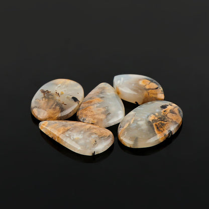 CRYSTALIS Wholesale 5pcs Natural Golden Dendrite Agate Loose Gemstone Bulk Cabochons Jewelry Making Supply, Chakra Healing Polished Stones, Wire Wrapping, DIY, Gem Collection (18-25mm)