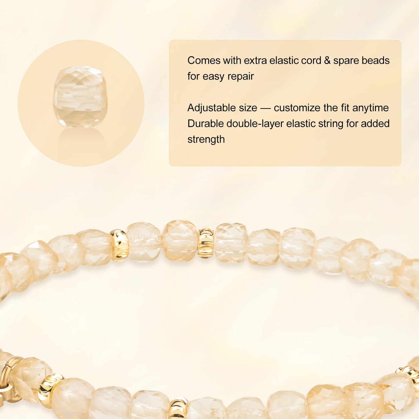 MesoAura Natural Citrine Crystal Bracelet for Women & Men – Handmade Gemstone Beaded Bracelet, Solar Plexus Chakra Stone for Confidence, Prosperity & Positive Energy – Adjustable Healing Crystal Jewelry Gift (Radiant Energy Citrine Bracelet)