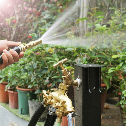 YELUN Garden Hose Splitter Heavy Duty Brass Connector, Garden Faucet Splitter for Outdoor Faucet Hose Bib Splitter, Adapter with Comfortable Grip Shut Off Valves (4 Way splitter)