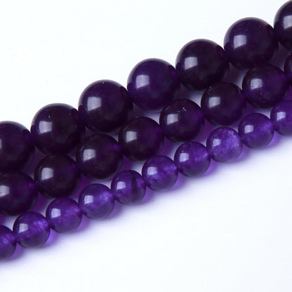 Deep Purple Chalcedony Stone Beads Gemstone Round Crystal Energy Jade Stone Beads for Jewelry Making DIY Bracelet Necklace 1 Strand 15.5inch 35PCS 10MM