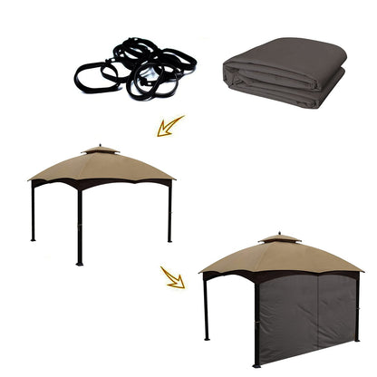 Gazebo Universal Replacement Privacy Curtain – Hugline 10' x 12' Gazebo Side Wall Outdoor Privacy Panel with Zipper (Brown)