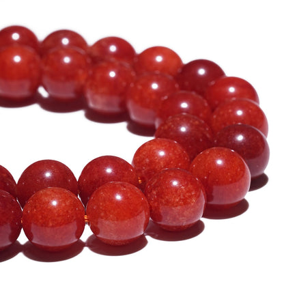 10mm Natural Red Coral Gemstone Beads Polished Round Smooth Stone Beads for Bracelets Jewelry Making 15inch Loose Beads