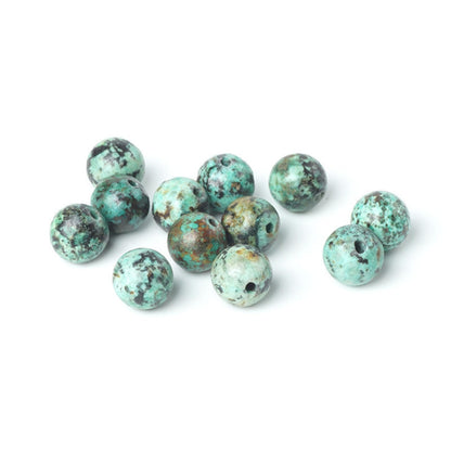 100Pcs Natural Stone 8mm African Turquoise Round Loose Gemstone Energy Healing Beads Hole Size 1mm DIY Smooth Beads for Bracelet Necklace Earrings Jewelry Making