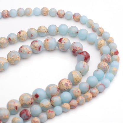 35pcs 10mm Natural Gemstone Beads for Jewelry Making Supplies,Sky Blue Jasper Healing Crystal Polished Round Loose Stone Beads for Bracelet Necklace 15 Inch