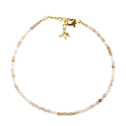 NJCRAFT Handmade Moonstone Bracelet for Women – Bohemian Gold Plated Adjustable Beaded Jewelry, Dainty Minimalist Hypoallergenic Bracelet, Delicate Layering Gift Jewelry