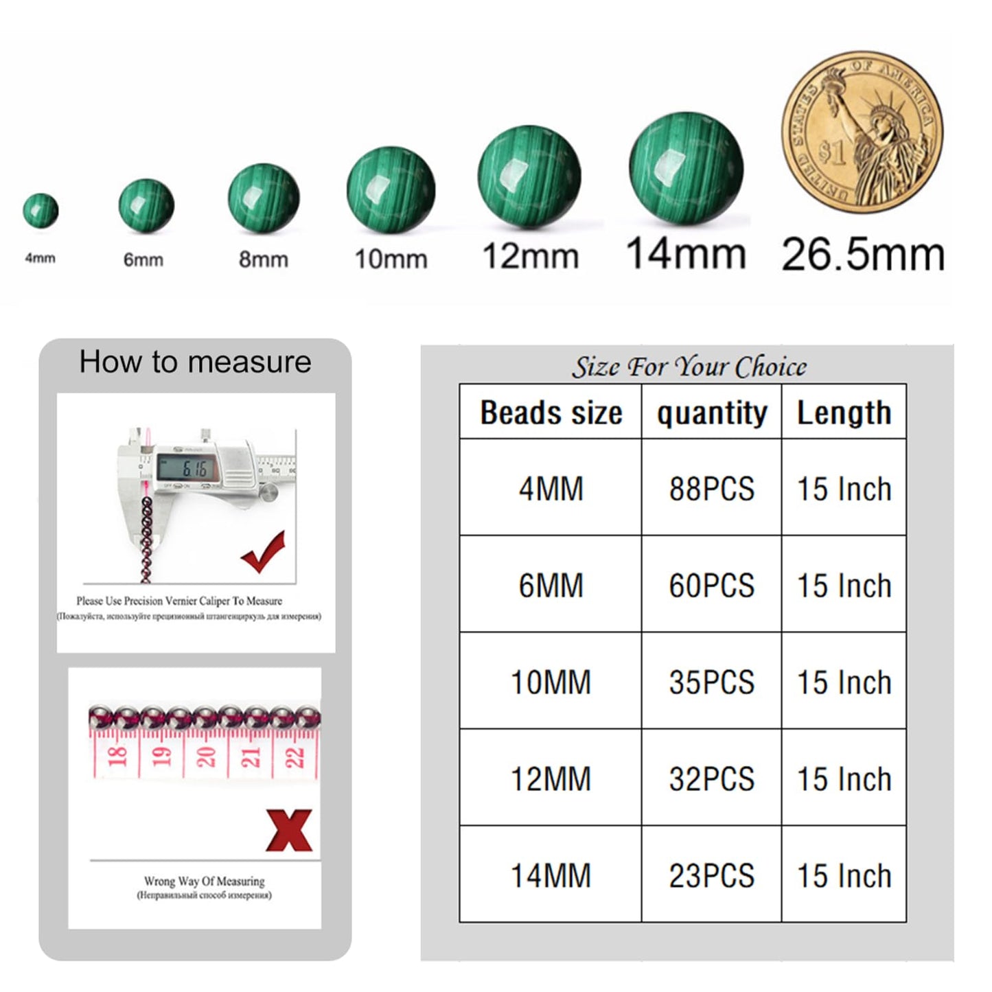 60PCS 6MM Natural Green Jade Stone Beads Energy Healing Beads for DIY Jewelry Bracelet Necklace Making for Jewelry Making15Inch