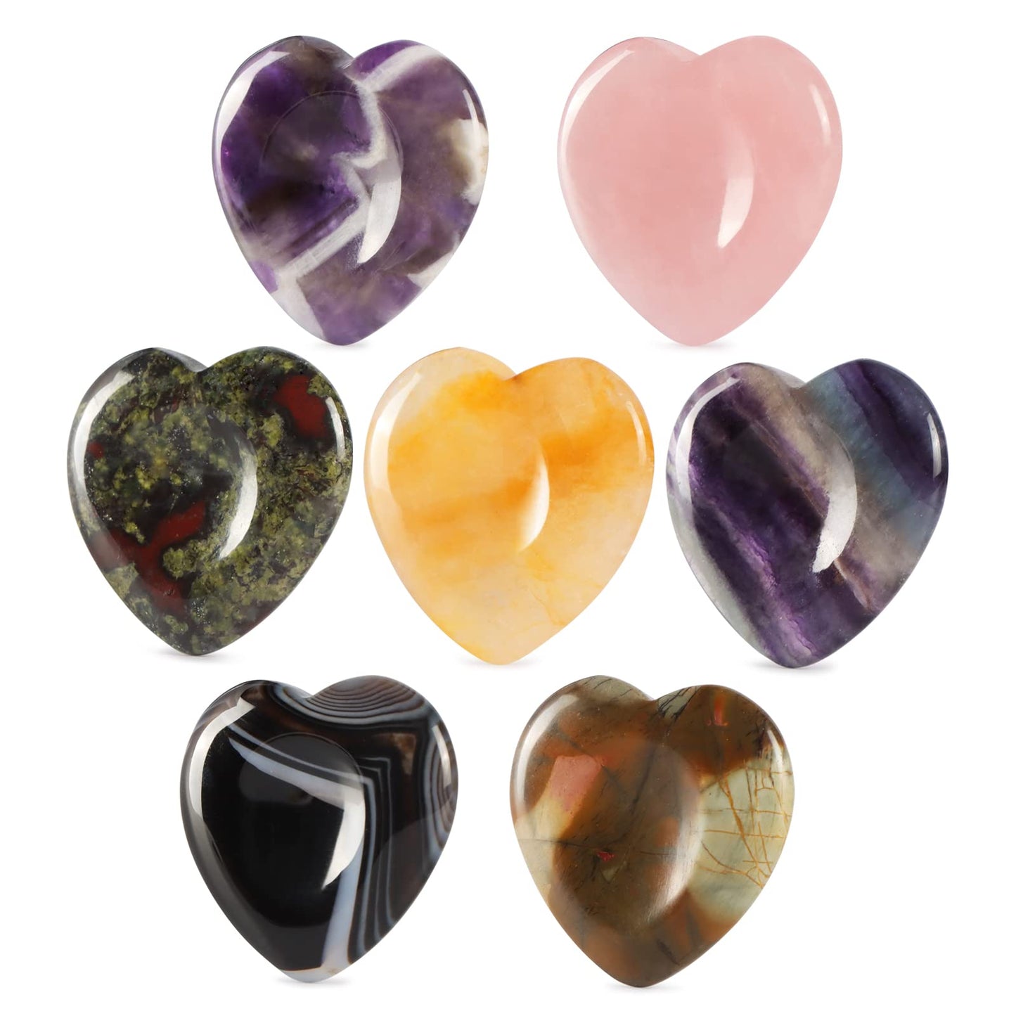 Artistone 1.5 inch Heart Citrine Crystal Worry Stone Hand Carved Healing Crystal Pocket Palm Stones for Anxiety Stress Relief Meditation Spiritual Protective(Pack of 2)