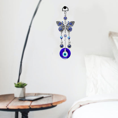 Blue Evil Eye Hanging Decoration Nazar Amulet Wall Hanging Home Protection and Blessing Decor (Butterfly-A)