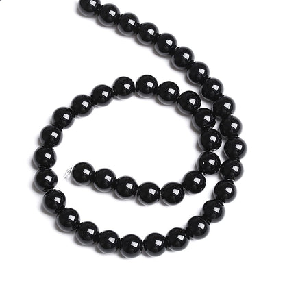 8mm 45PCS Natural Black Onyx Agate Round Loose Spacer Beads for Jewelry Making DIY Craft Bracelet 1 Strand 15"